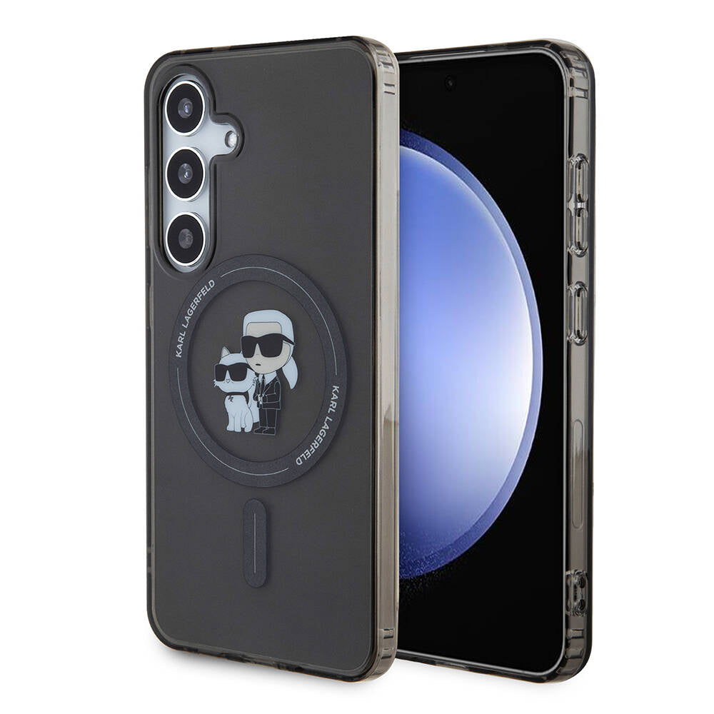 Karl Lagerfeld Galaxy S24 Orjinal Lisanslı M-safe Şarj Özellikli Karl & Choupette IML Baskılı Kılıf