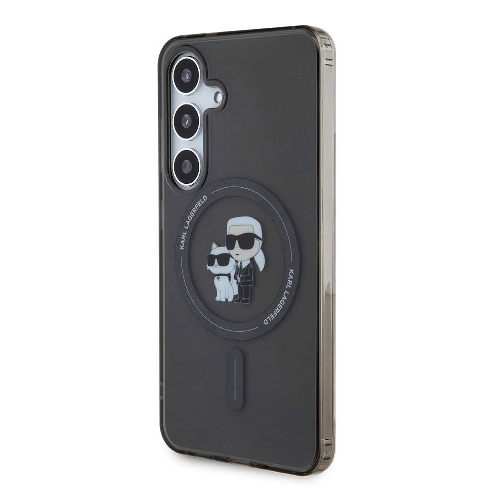 Karl Lagerfeld Galaxy S24 Orjinal Lisanslı M-safe Şarj Özellikli Karl & Choupette IML Baskılı Kılıf