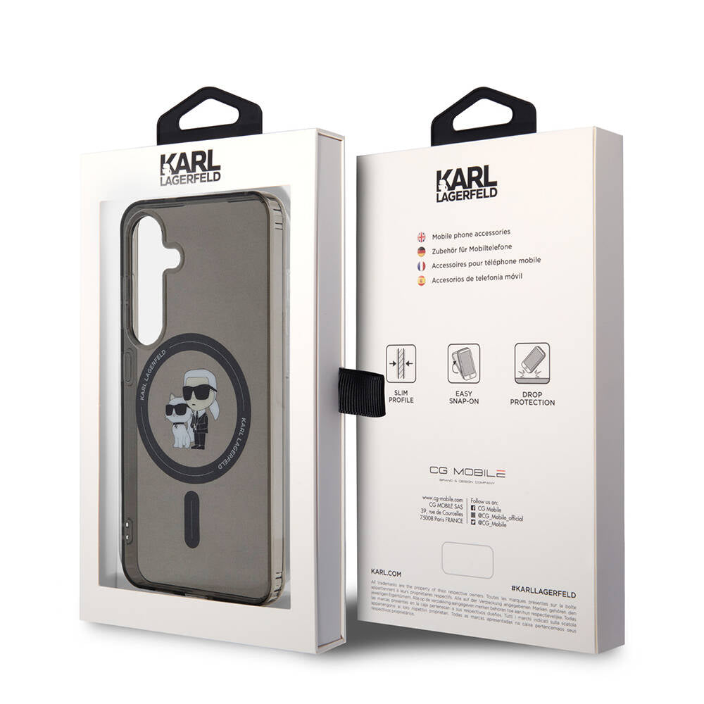 Karl Lagerfeld Galaxy S24 Orjinal Lisanslı M-safe Şarj Özellikli Karl & Choupette IML Baskılı Kılıf