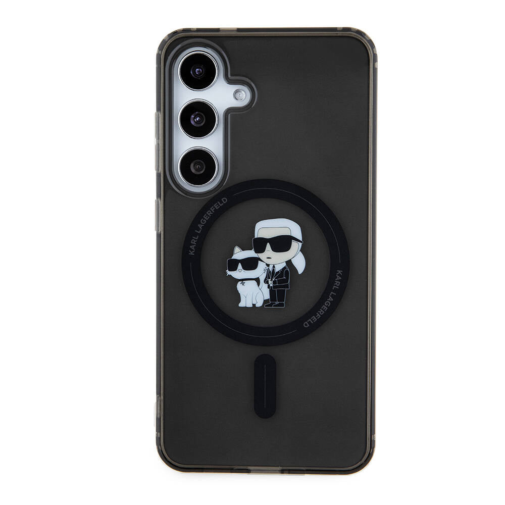 Karl Lagerfeld Galaxy S24 Orjinal Lisanslı M-safe Şarj Özellikli Karl & Choupette IML Baskılı Kılıf