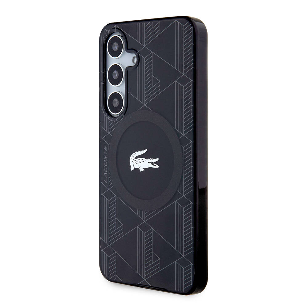 Lacoste Galaxy S24 Orjinal Lisanslı M-safe Şarj Özellikli Çift Katmanlı Timsah Logolu Blend Monogram Kılıf