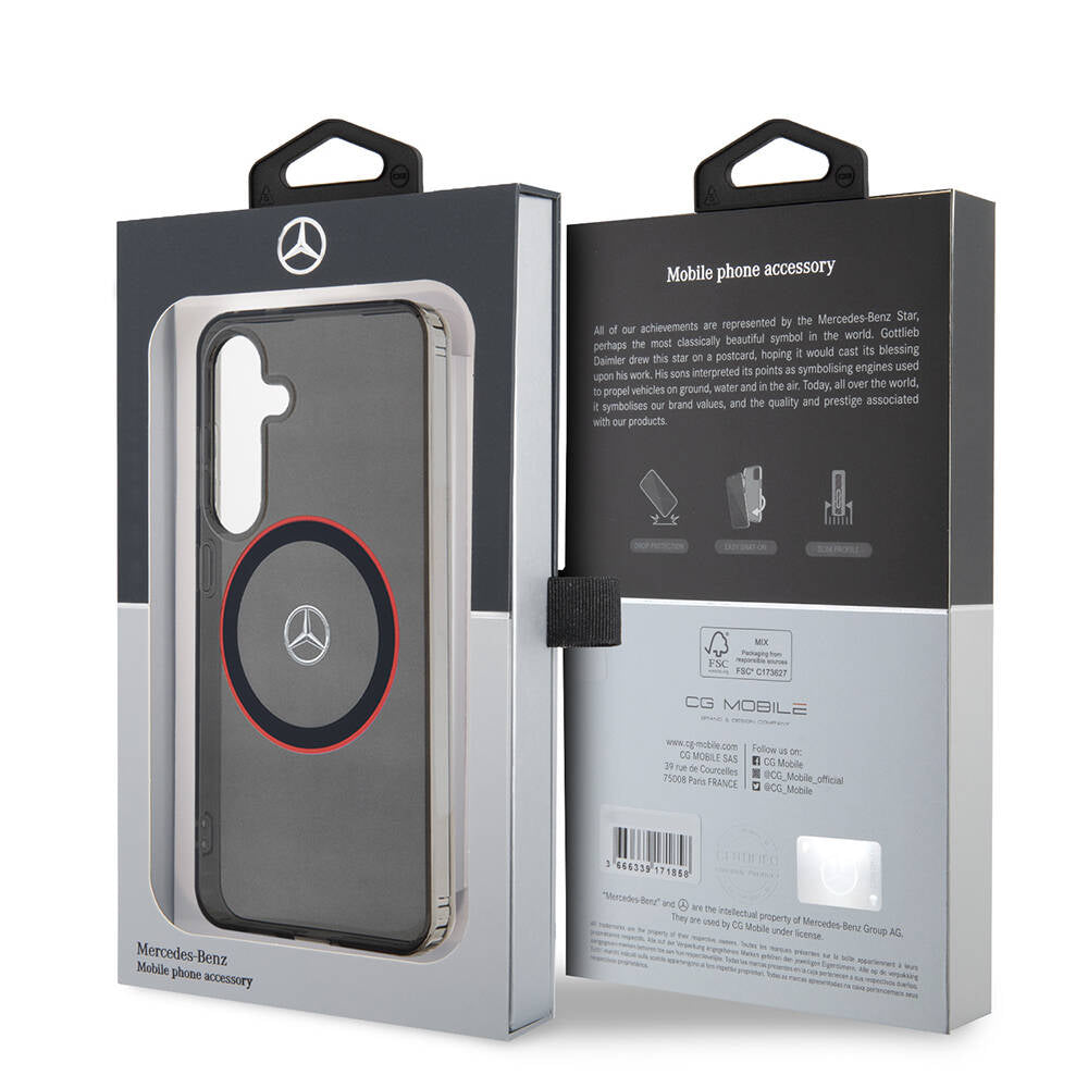 Mercedes Benz Galaxy S24 Orjinal Lisanslı IML Yıldız Logolu Red Ring Magsafe Kılıf