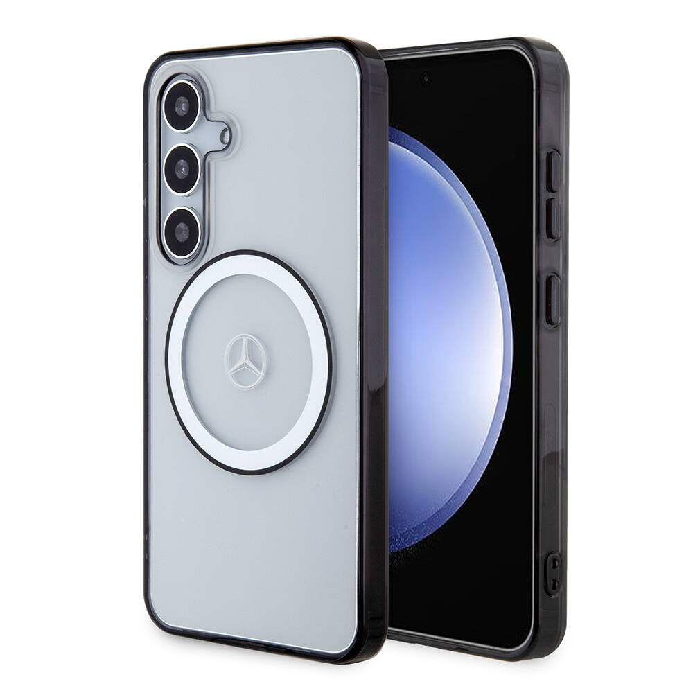 Mercedes Benz Galaxy S24 Orjinal Lisanslı PC TPU Transparan Black Ring Magsafe Kılıf