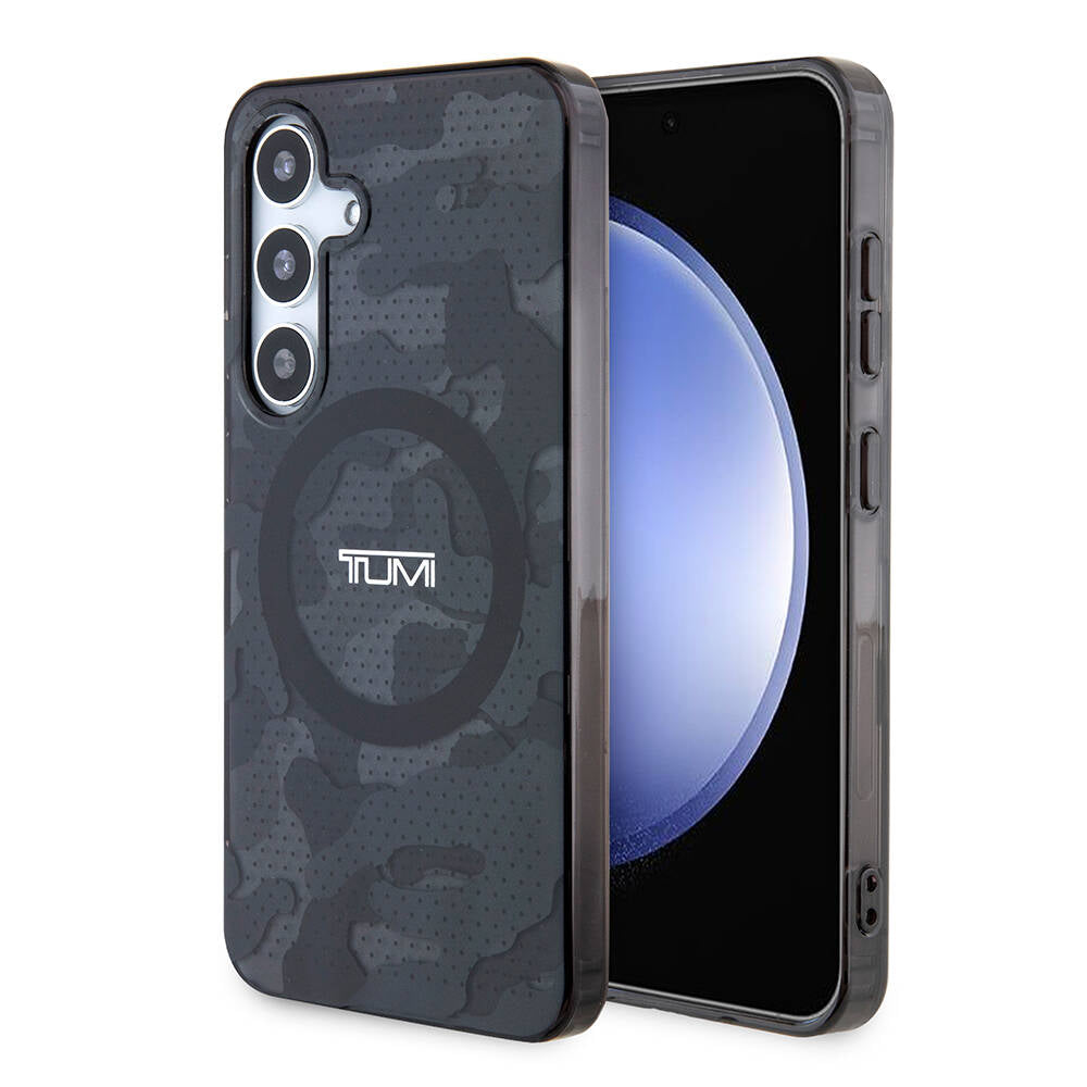 TUMI Galaxy S24 Orjinal Lisanslı M-safe Şarj Özellikli Buzlanmış Saydam Ağ Kamuflajı Desenli Kılıf