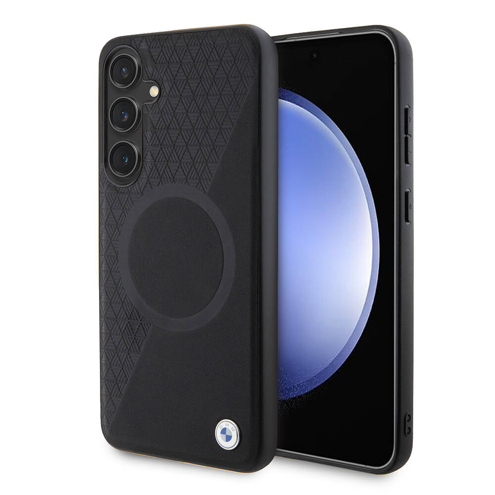 BMW Galaxy S24 Plus Orjinal Lisanslı Yarım Dokulu Circle Leather Magsafe Kılıf