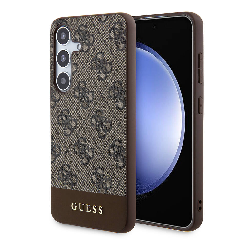 Guess Galaxy S24 Plus Orjinal Lisanslı PU Deri Şerit Logo Dizaynlı Kılıf