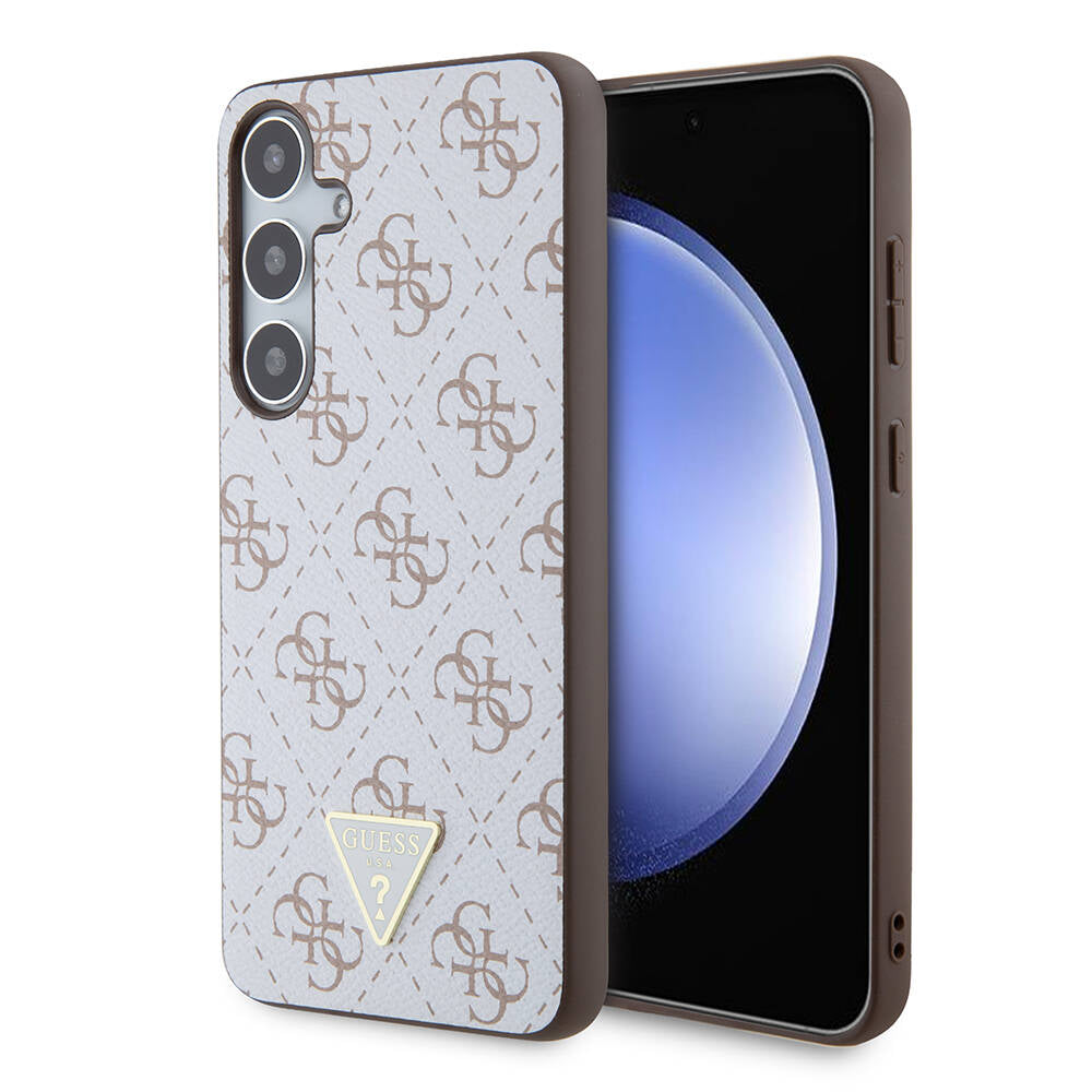 Guess Galaxy S24 Plus Orjinal Lisanslı PU Üçgen Logo 4G Desenli Kılıf
