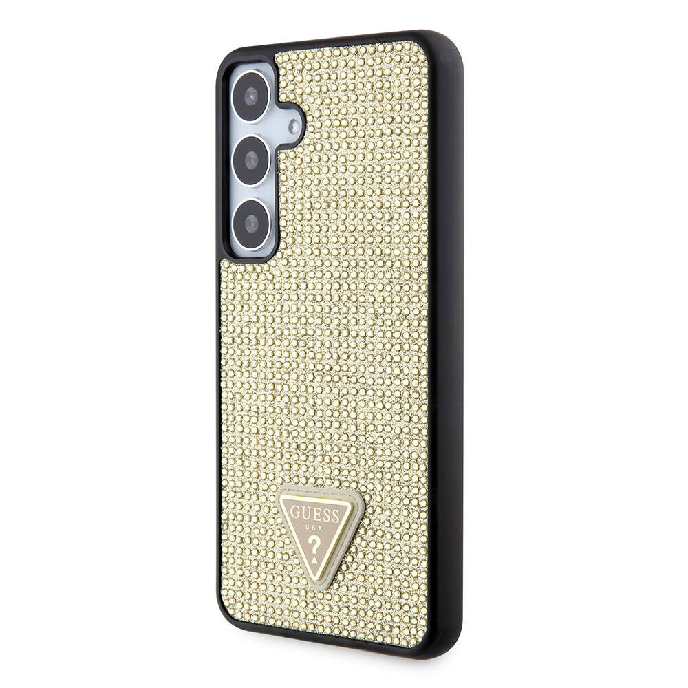 Guess Galaxy S24 Plus Orjinal Lisanslı Taşlı Arka Yüzey Üçgen Logolu Kılıf