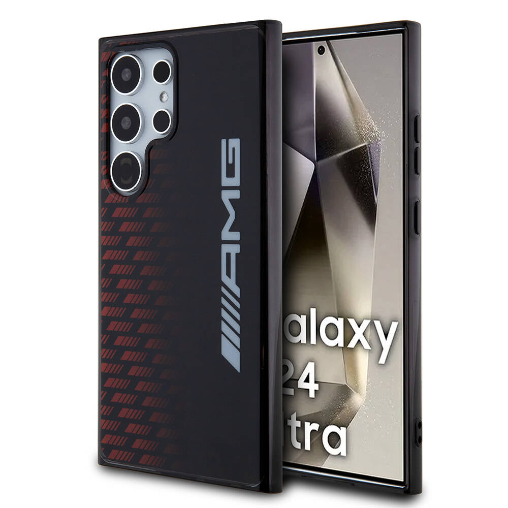 AMG Galaxy S24 Ultra Orjinal Lisanslı Çift Katmanlı Büyük Logolu Dörtgen Şerit Desenli Kılıf