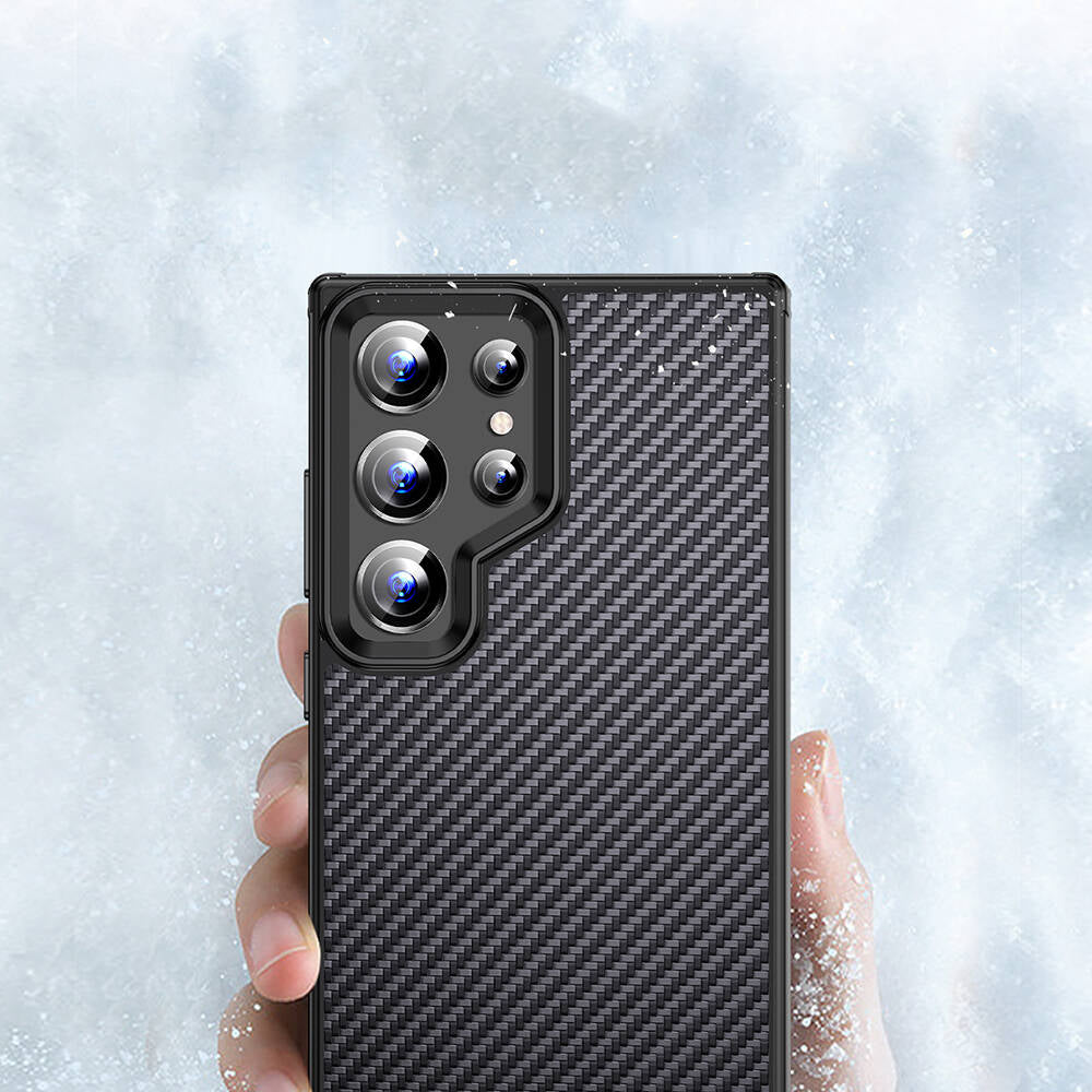 Wlons Radison Galaxy S24 Ultra Aramid Karbon Fiber M-safe Özellikli Telefon Kılıfı