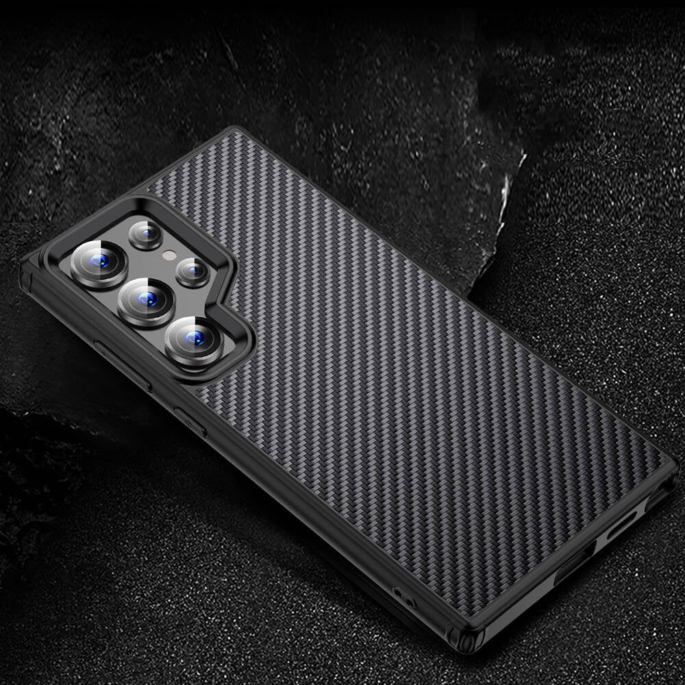 Wlons Radison Galaxy S24 Ultra Aramid Karbon Fiber M-safe Özellikli Telefon Kılıfı