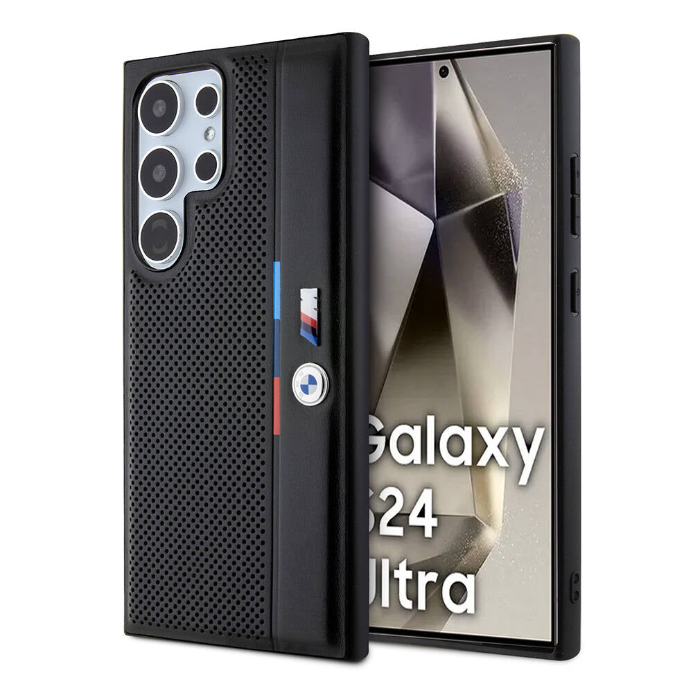 BMW Galaxy S24 Ultra Orjinal Lisanslı M Logolu Üç Renk Çizgili Delikli Detail Line Kılıf