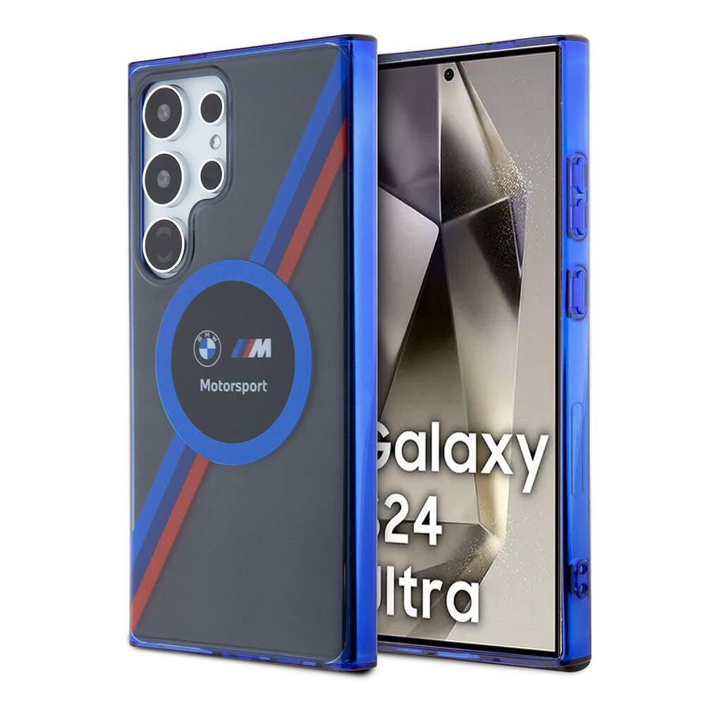 BMW Galaxy S24 Ultra Orjinal Lisanslı M Logolu Üç Renk Çizgili Motorsport Circle Kılıf