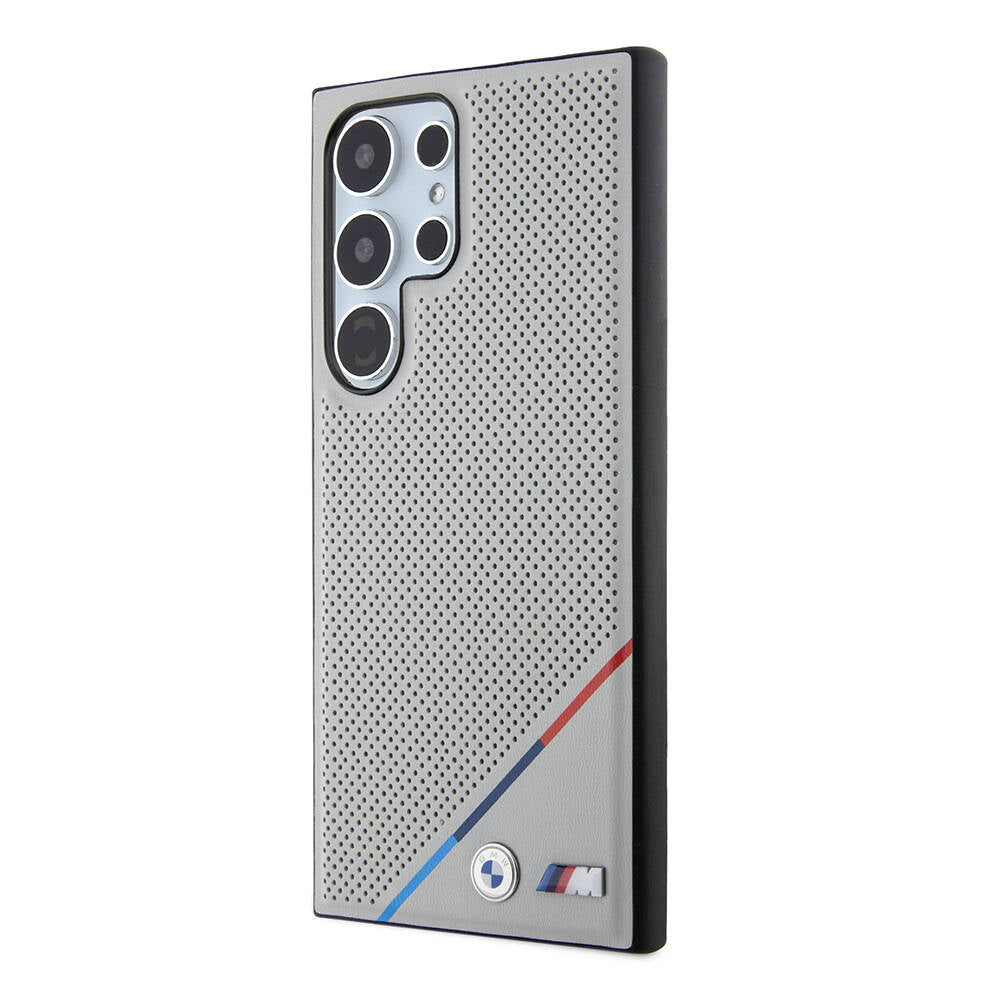 BMW Galaxy S24 Ultra Orjinal Lisanslı M-safe Şarj Özellikli M Logolu Üç Çizgili Delikli Deri Kılıf