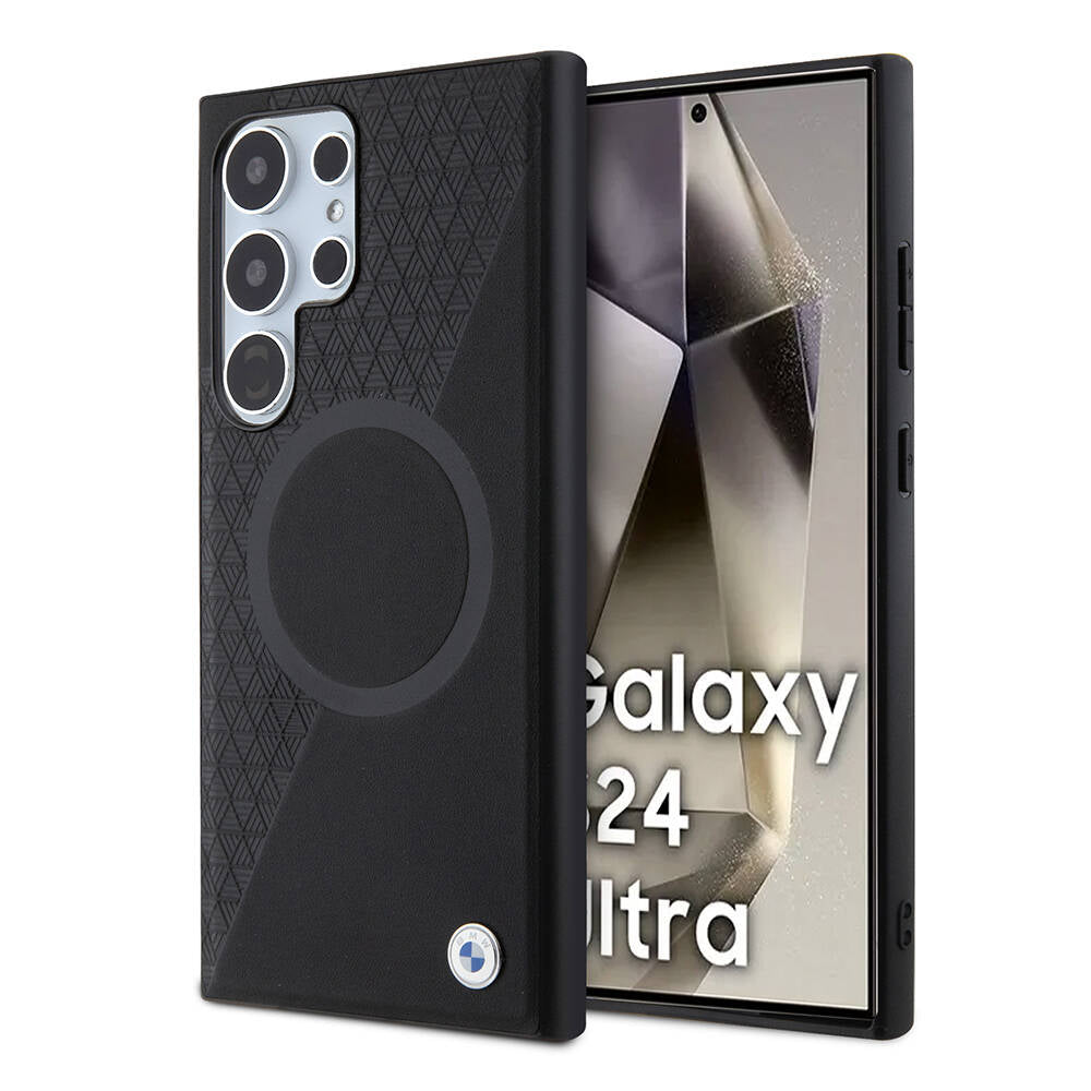 BMW Galaxy S24 Ultra Orjinal Lisanslı Yarım Dokulu Circle Leather Magsafe Kılıf