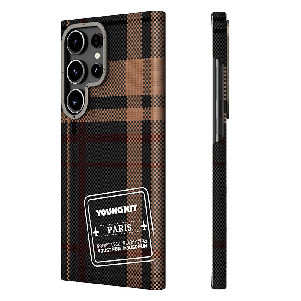 Youngkit Gezhi Serisi Galaxy S24 Ultra Kılıf Ekose Desenli Telefon Kılıfı - 1