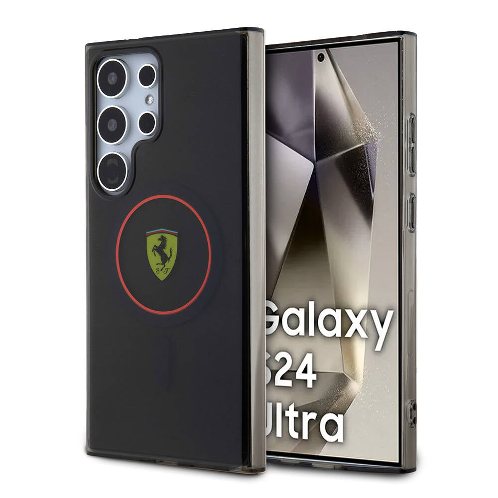 Ferrari Galaxy S24 Ultra Orjinal Lisanslı M-safe Şarj Özellikli Füme İç Yüzey Circle Line Kılıf