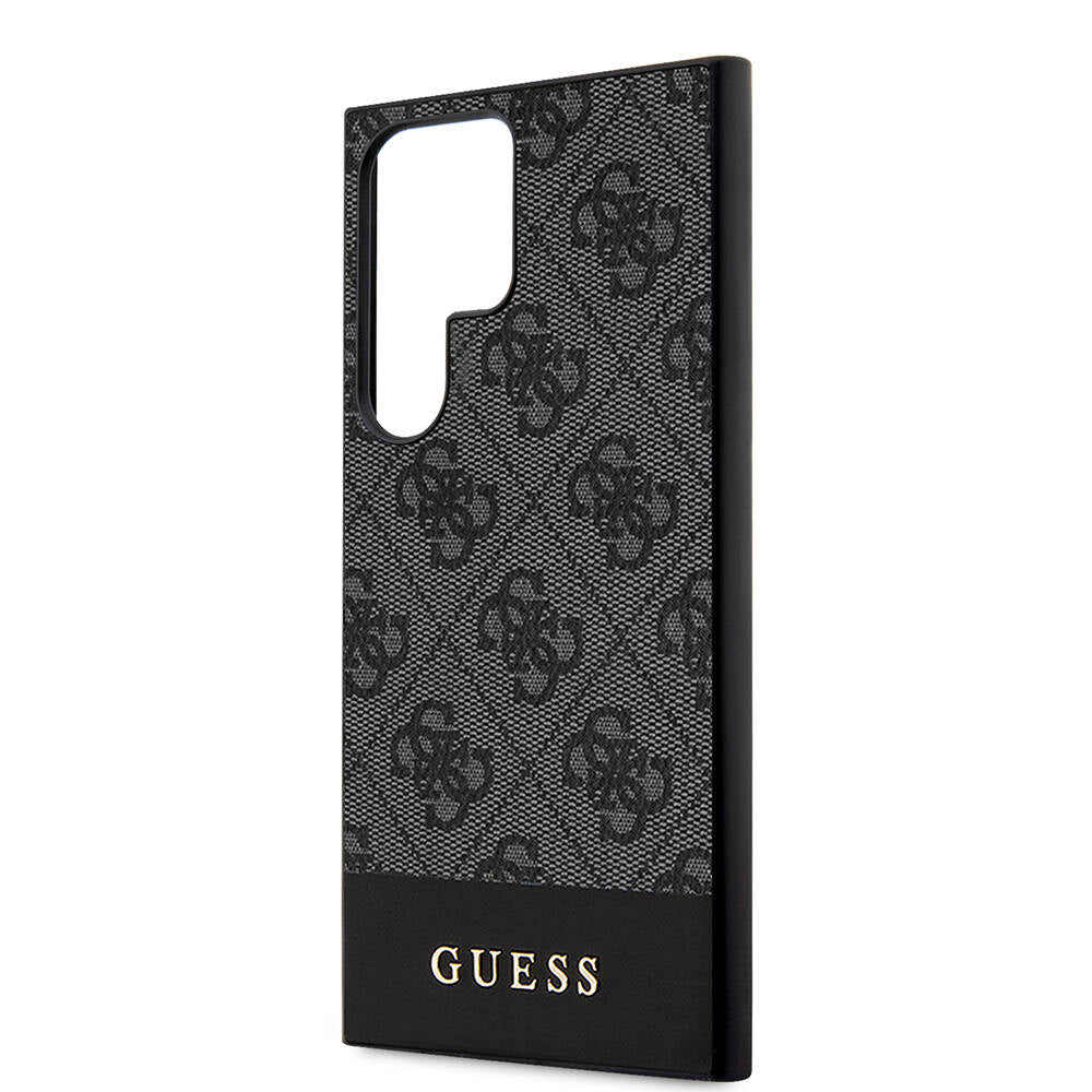 Guess Galaxy S24 Ultra Orjinal Lisanslı PU Deri Şerit Logo Dizaynlı Kılıf