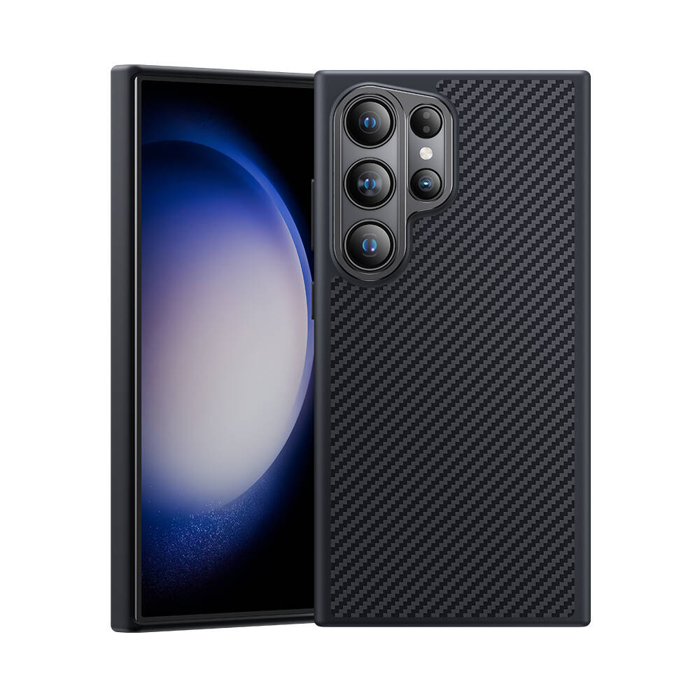 Benks Hybrid ArmorPro 600D Galaxy S24 Ultra Karbon Fiber M-safe Şarj Özellikli Kevlar Kılıf