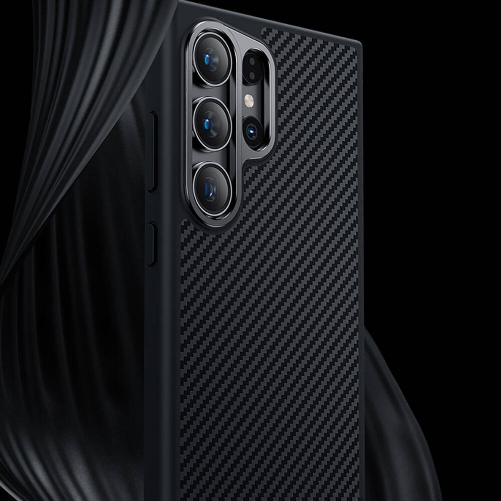 Benks Hybrid ArmorPro 600D Galaxy S24 Ultra Karbon Fiber M-safe Şarj Özellikli Kevlar Kılıf