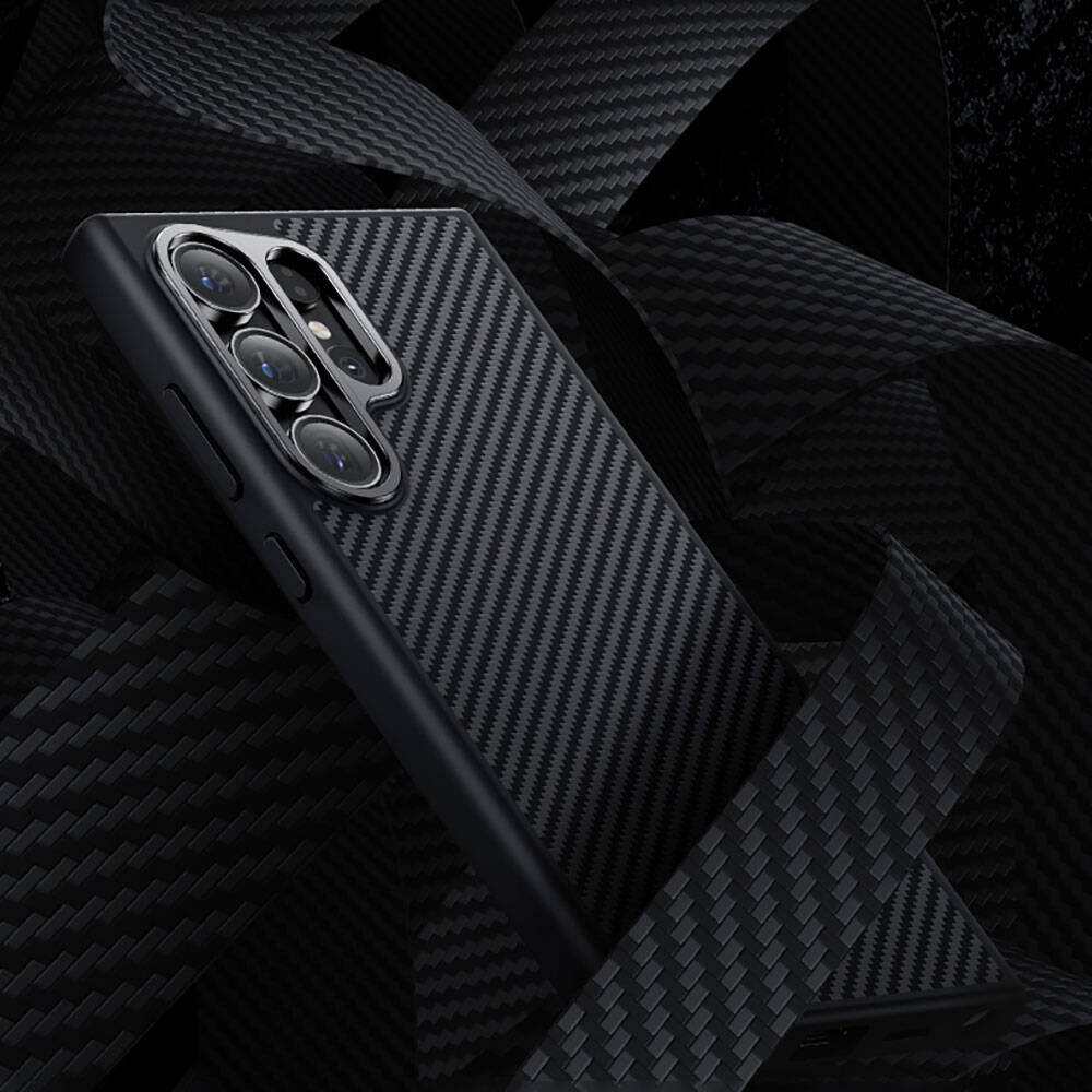 Benks Hybrid ArmorPro 600D Galaxy S24 Ultra Karbon Fiber M-safe Şarj Özellikli Kevlar Kılıf