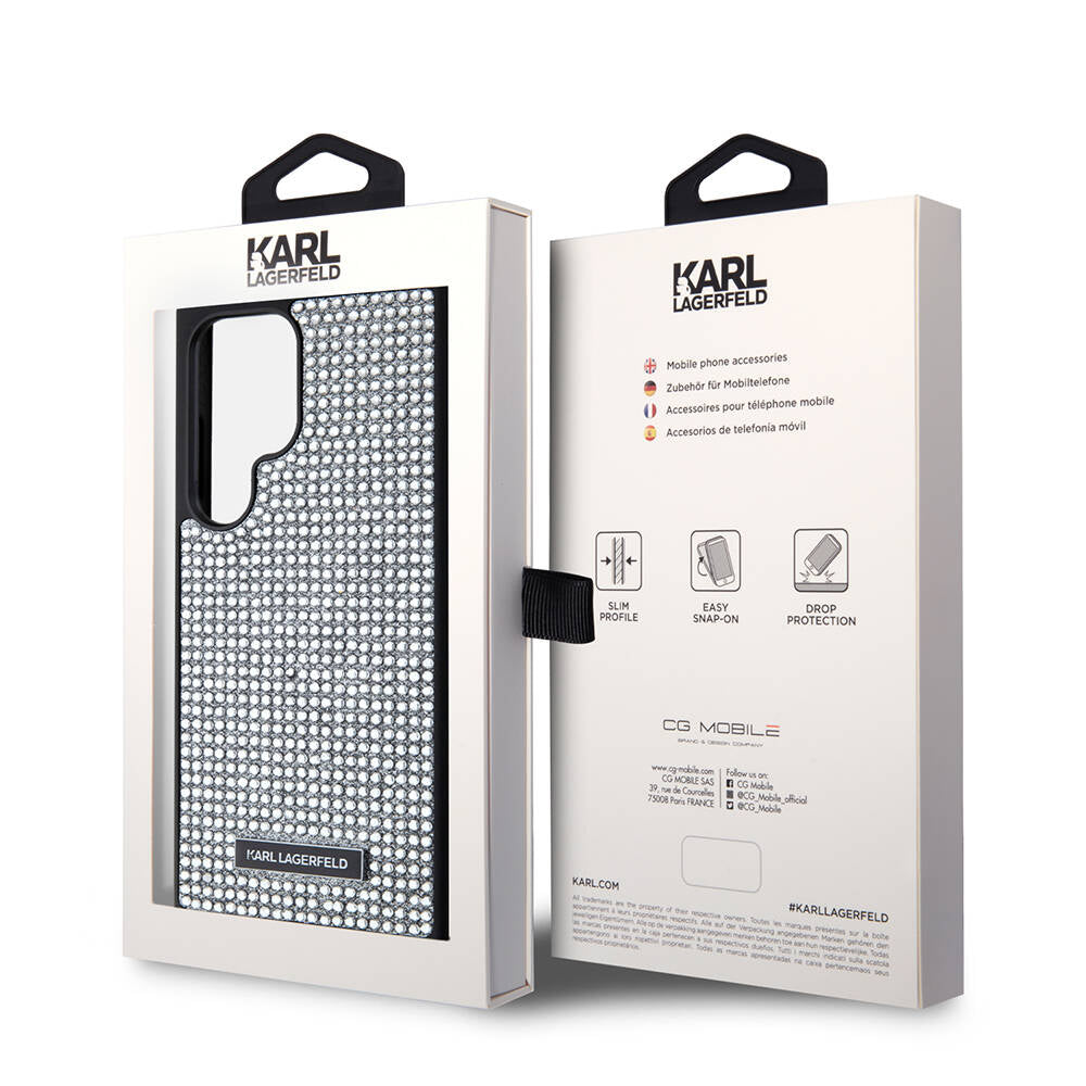 Karl Lagerfeld Galaxy S24 Ultra Taşlı Metal Logo Orjinal Lisanslı Kılıf