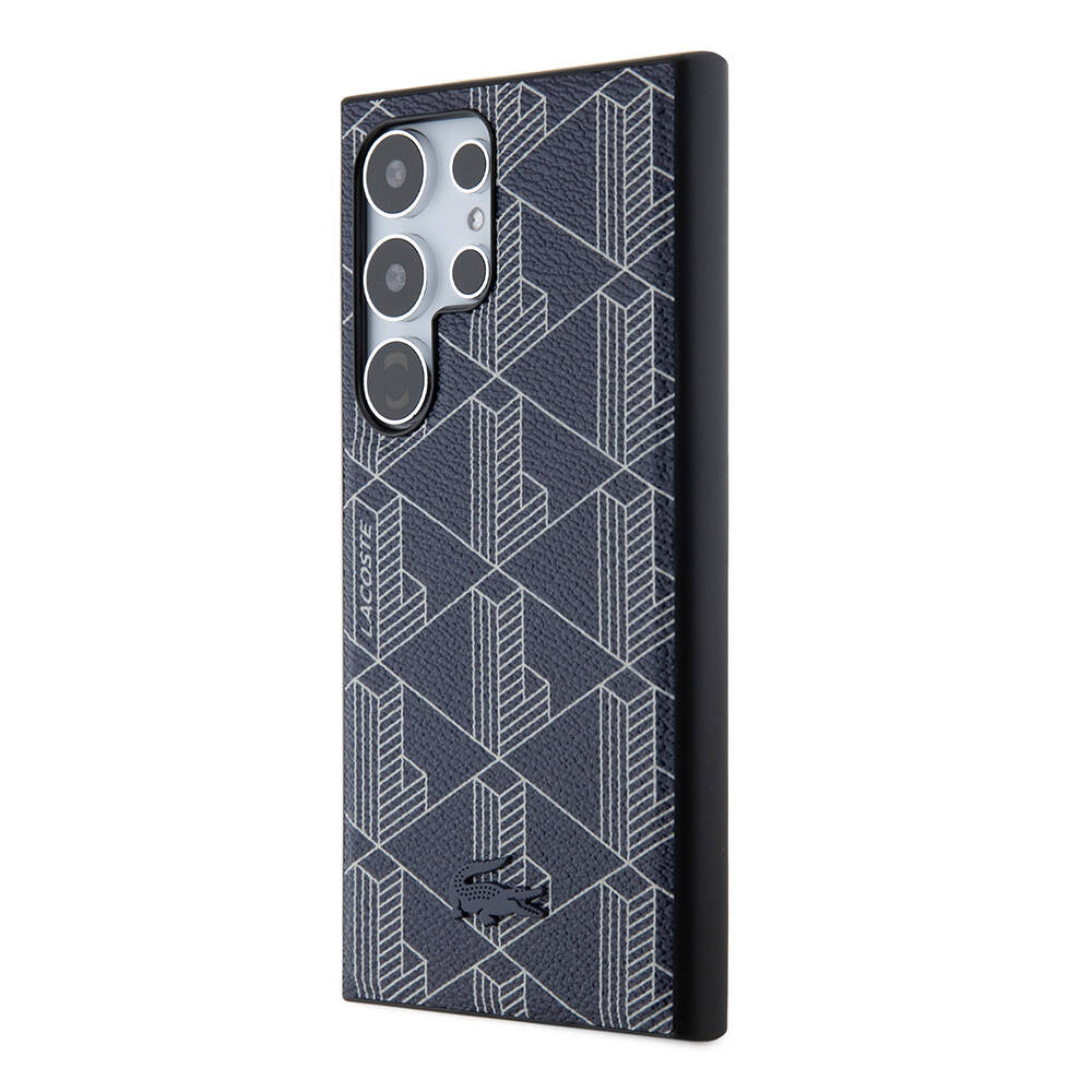 Lacoste Galaxy S24 Ultra Orjinal Lisanslı PU Deri Görünümlü Karışık Monogram Desenli Masafe Kılıf