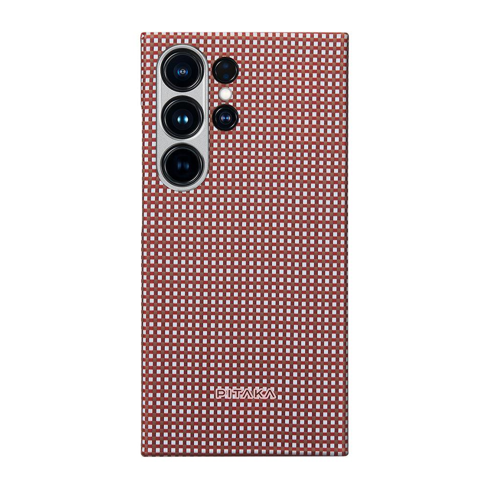 Pitaka Ultra-Slim Classic Serisi Galaxy S24 Ultra M-safe Şarj Özellikli 1500D Aramid Fiber Bonfire Kılıf