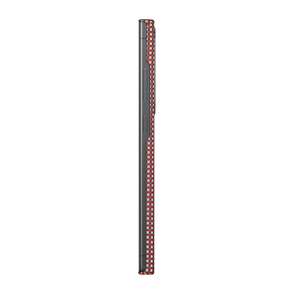 Pitaka Ultra-Slim Classic Serisi Galaxy S24 Ultra M-safe Şarj Özellikli 1500D Aramid Fiber Bonfire Kılıf