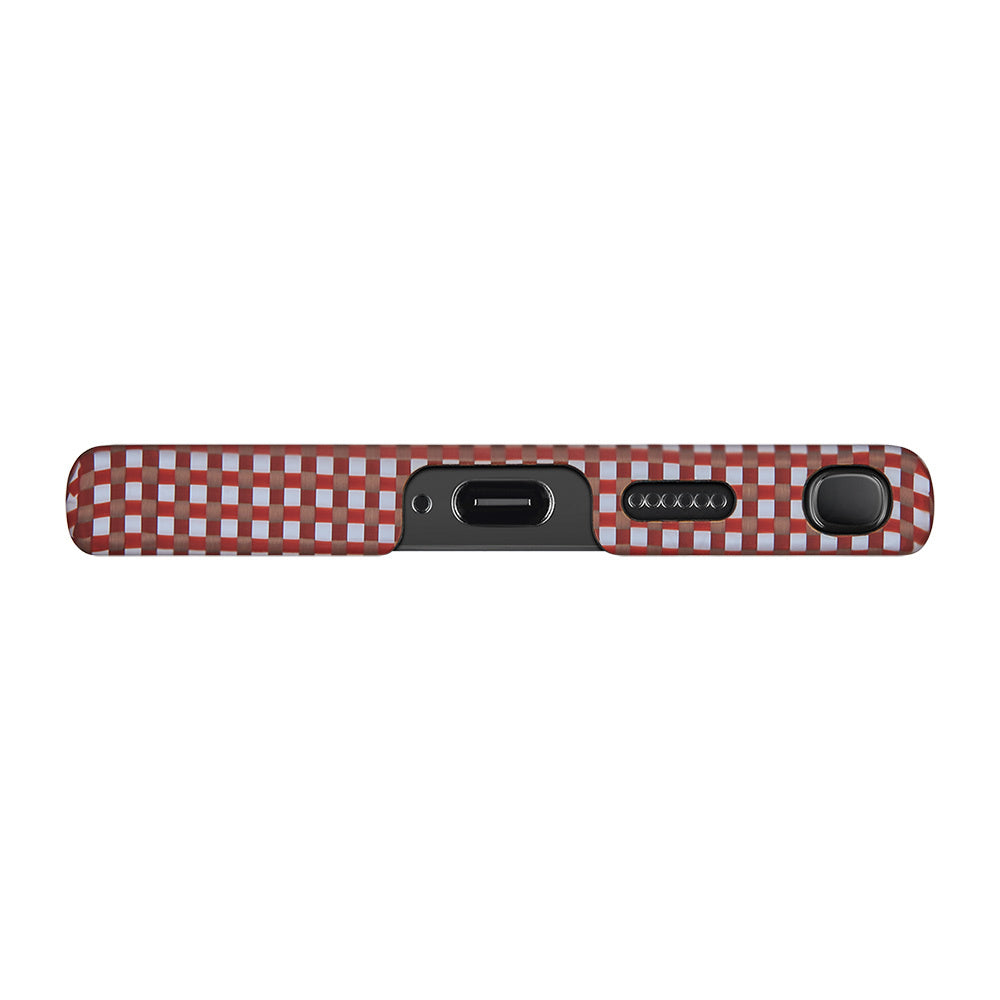 Pitaka Ultra-Slim Classic Serisi Galaxy S24 Ultra M-safe Şarj Özellikli 1500D Aramid Fiber Bonfire Kılıf