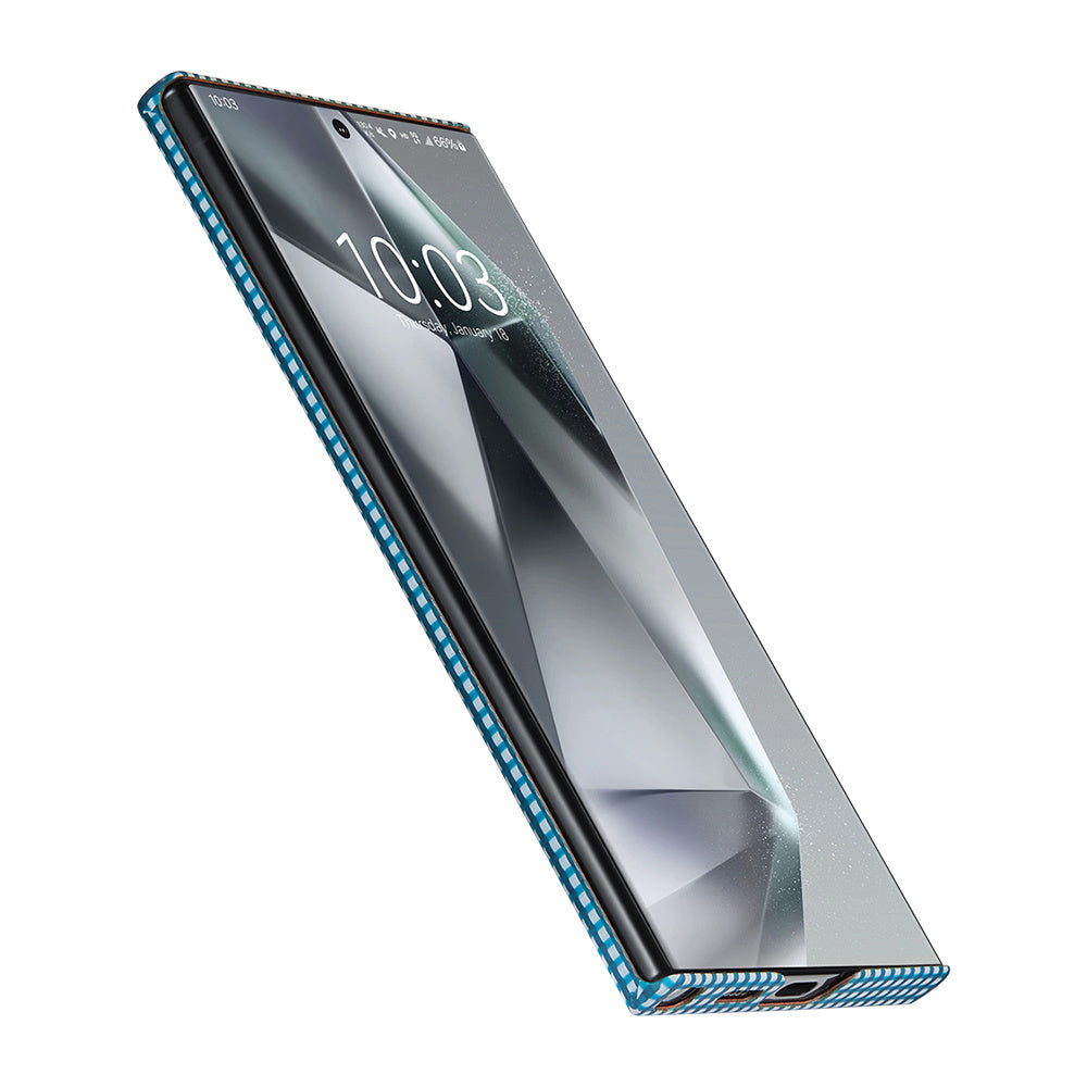 Pitaka Ultra-Slim Classic Serisi Galaxy S24 Ultra M-safe Şarj Özellikli 1500D Aramid Fiber Ice Sea Kılıf