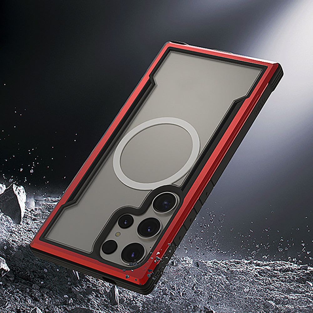 Raptic Shield Serisi Galaxy S24 Ultra M-safe Şarj Özellikli Airbagli Şeffaf Arka Yüzey Kılıf