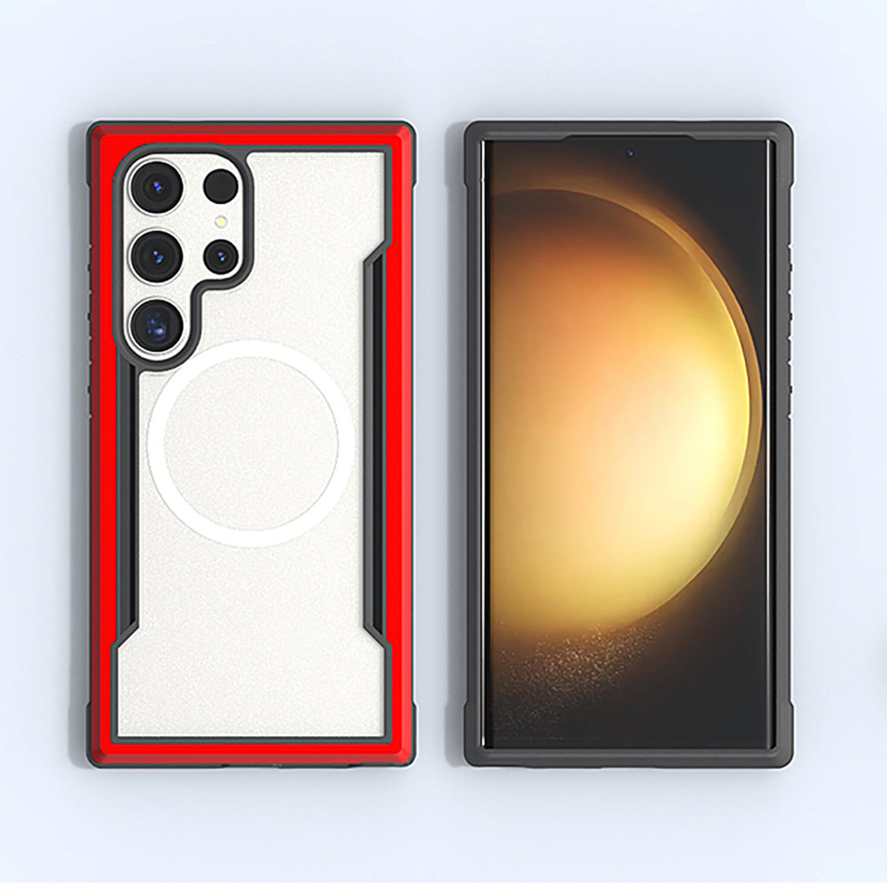 Raptic Shield Serisi Galaxy S24 Ultra M-safe Şarj Özellikli Airbagli Şeffaf Arka Yüzey Kılıf