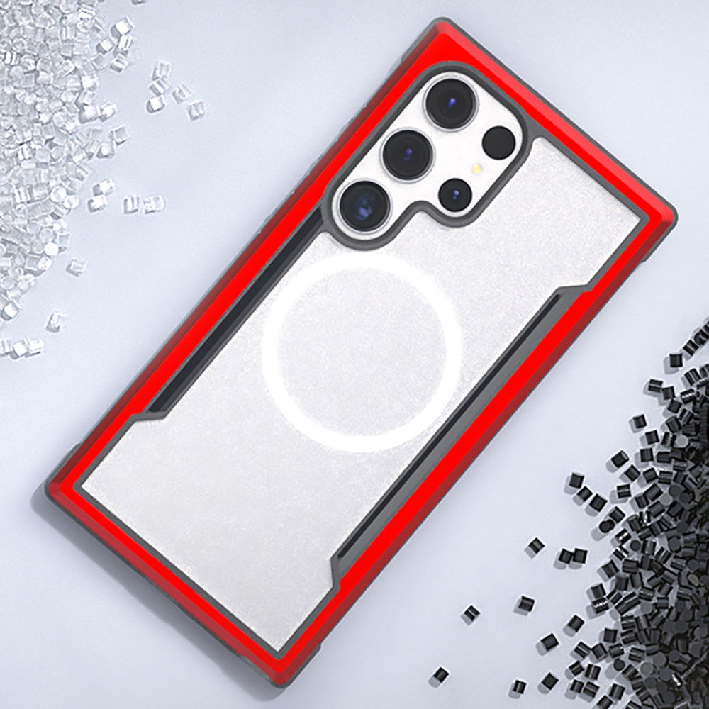Raptic Shield Serisi Galaxy S24 Ultra M-safe Şarj Özellikli Airbagli Şeffaf Arka Yüzey Kılıf