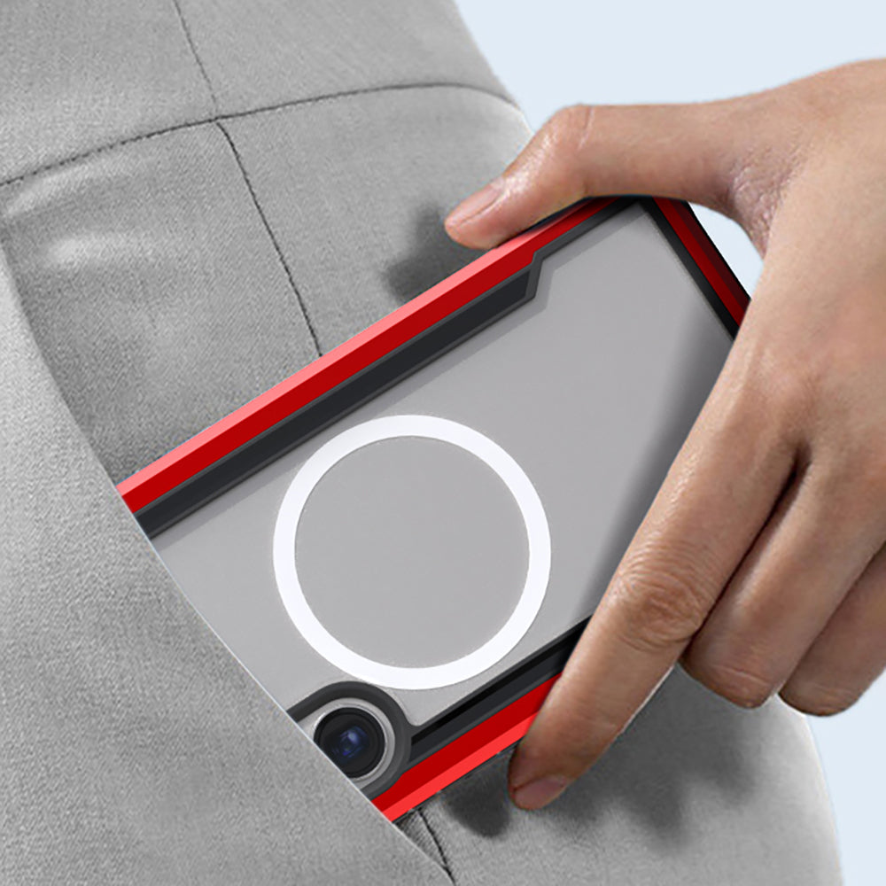 Raptic Shield Serisi Galaxy S24 Ultra M-safe Şarj Özellikli Airbagli Şeffaf Arka Yüzey Kılıf
