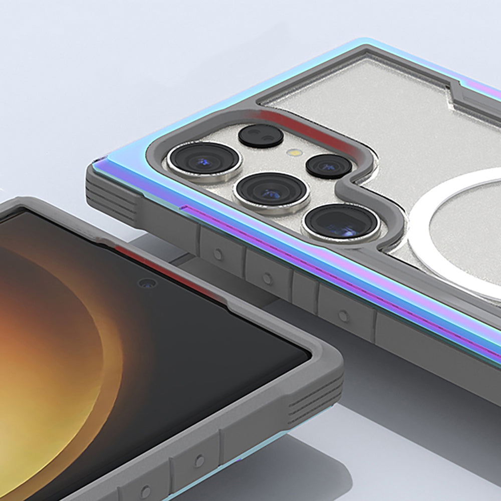 Raptic Shield Serisi Galaxy S24 Ultra M-safe Şarj Özellikli Airbagli Şeffaf Arka Yüzey Kılıf
