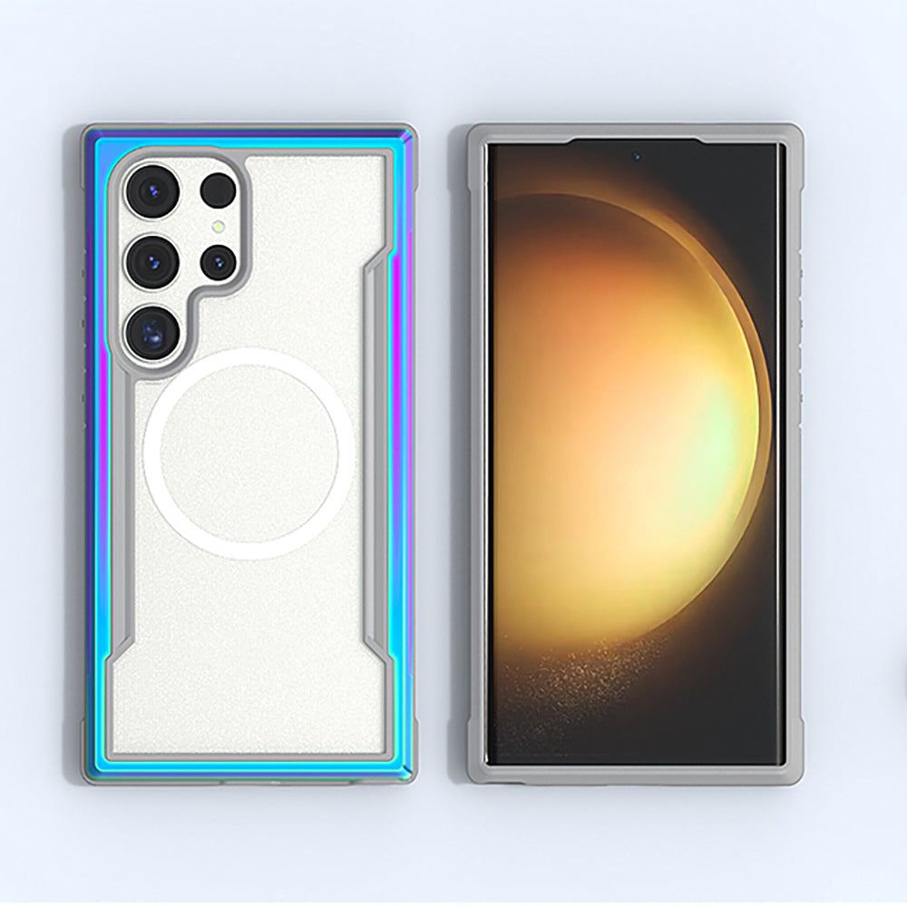 Raptic Shield Serisi Galaxy S24 Ultra M-safe Şarj Özellikli Airbagli Şeffaf Arka Yüzey Kılıf
