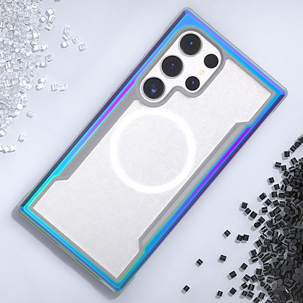 Raptic Shield Serisi Galaxy S24 Ultra M-safe Şarj Özellikli Airbagli Şeffaf Arka Yüzey Kılıf