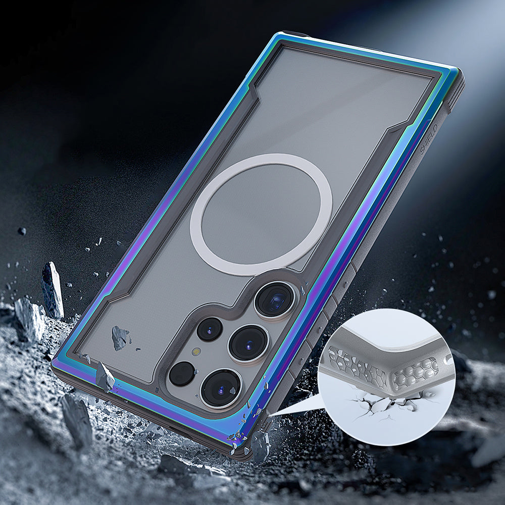 Raptic Shield Serisi Galaxy S24 Ultra M-safe Şarj Özellikli Airbagli Şeffaf Arka Yüzey Kılıf
