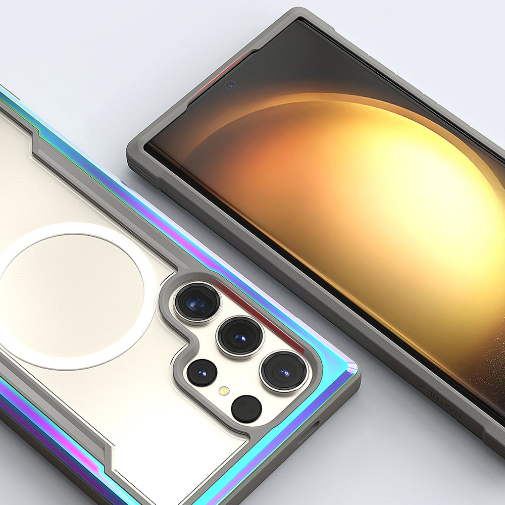 Raptic Shield Serisi Galaxy S24 Ultra M-safe Şarj Özellikli Airbagli Şeffaf Arka Yüzey Kılıf