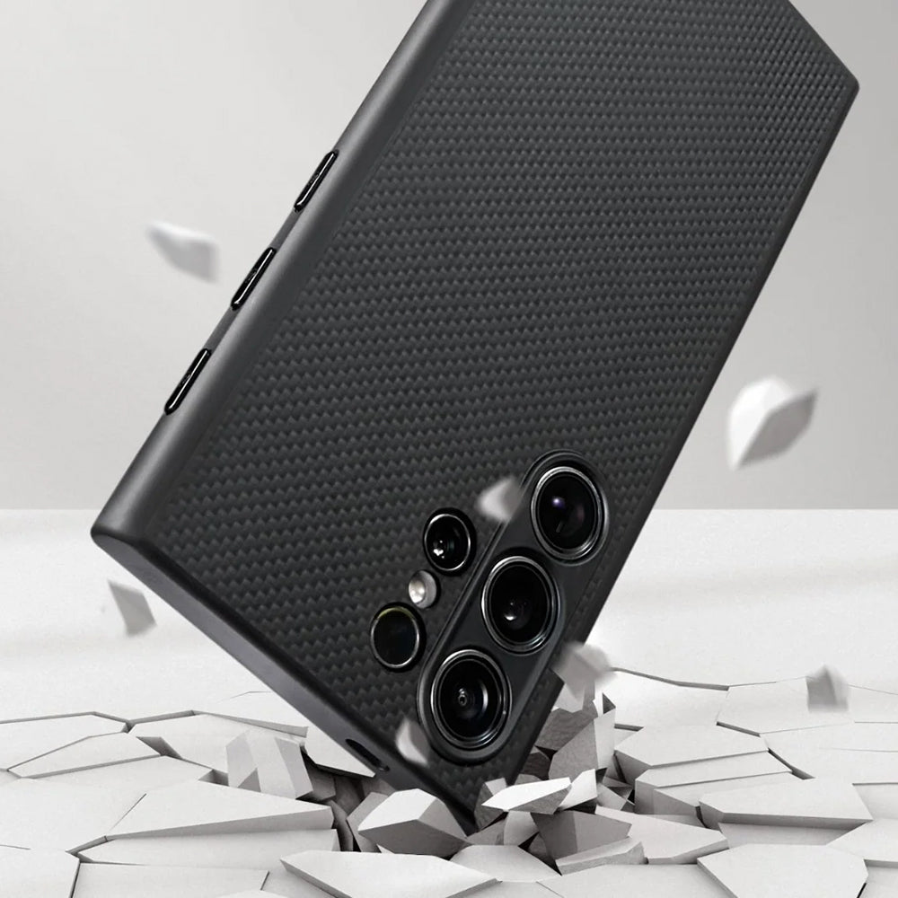 Pitaka PinButton Serisi Galaxy S24 Ultra M-safe Şarj Özellikli Aramid Fiber 3 Fonksiyon Butonlu Kılıf