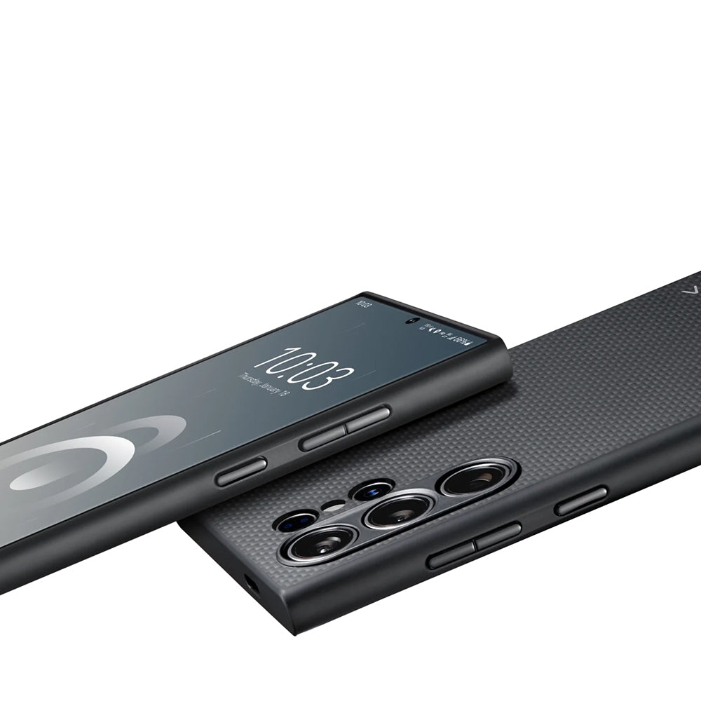 Pitaka PinButton Serisi Galaxy S24 Ultra M-safe Şarj Özellikli Aramid Fiber 3 Fonksiyon Butonlu Kılıf