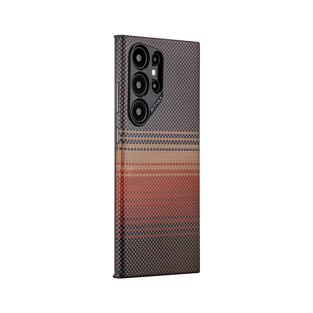 Pitaka Tactile Woven Sunset-Moonrise Serisi Galaxy S24 Ultra M-safe Şarj Özellikli Aramid Fiber Sunset Kılıf
