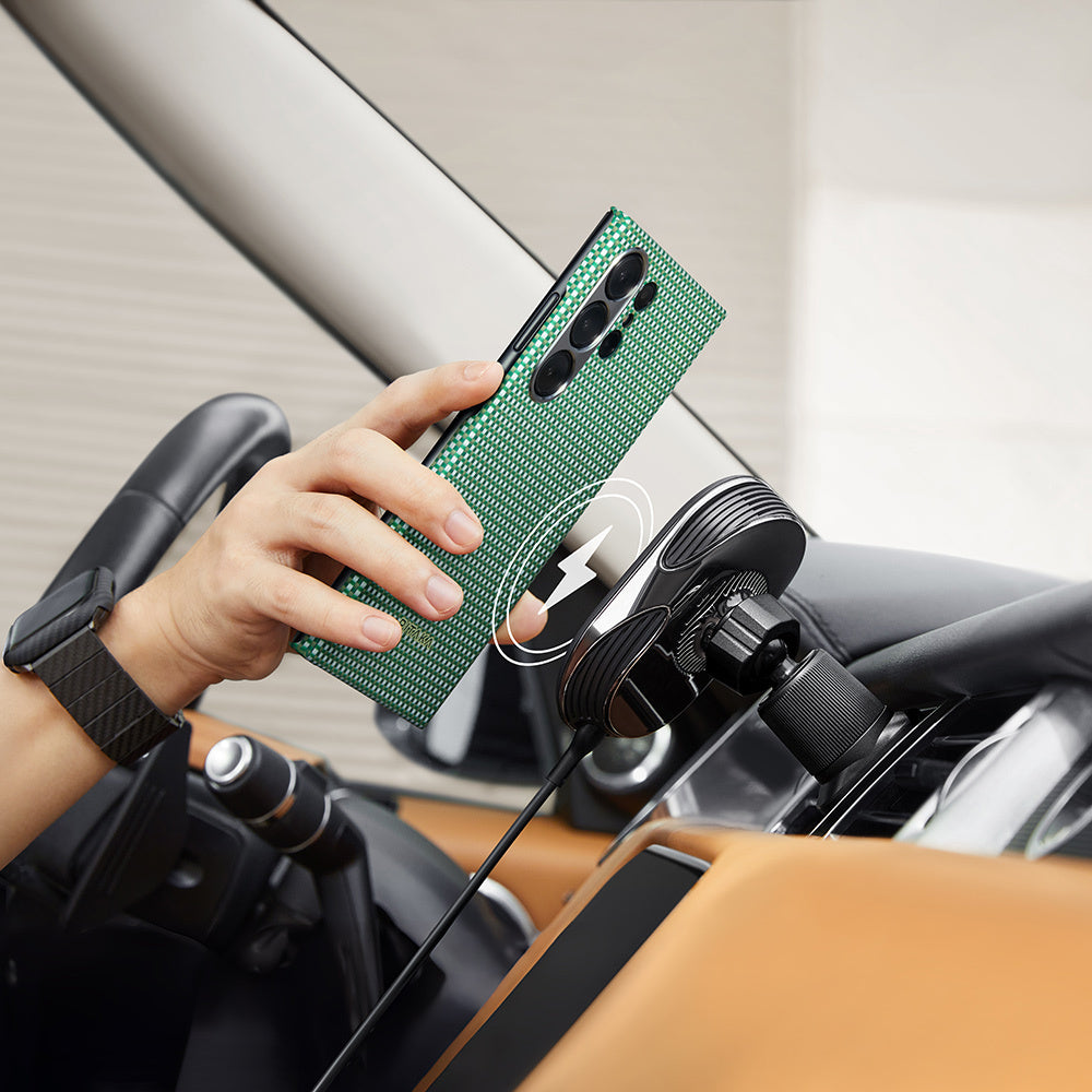 Pitaka Ultra-Slim Classic Serisi Galaxy S24 Ultra M-safe Şarj Özellikli 1500D Aramid Fiber Aomori Kılıf