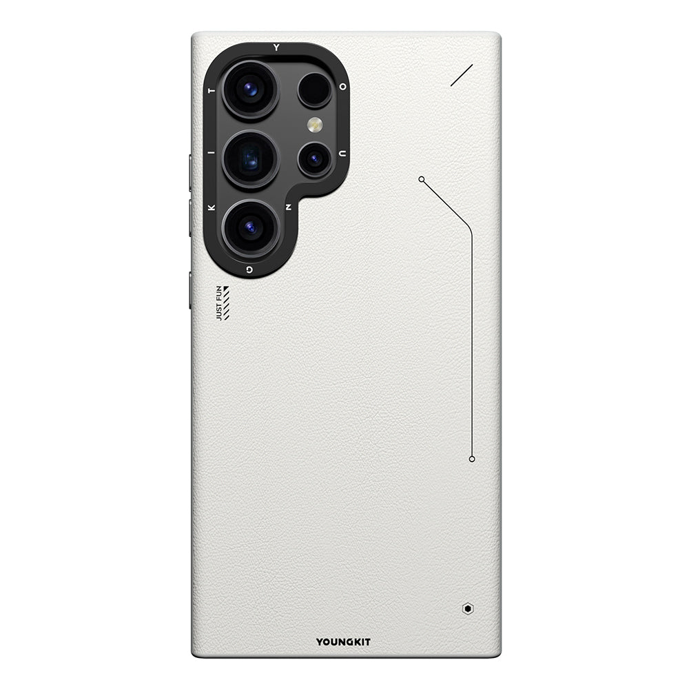 Youngkit Tech Fashion Serisi Galaxy S24 Ultra Basit Mat Deri Desenli M-safe Kılıf