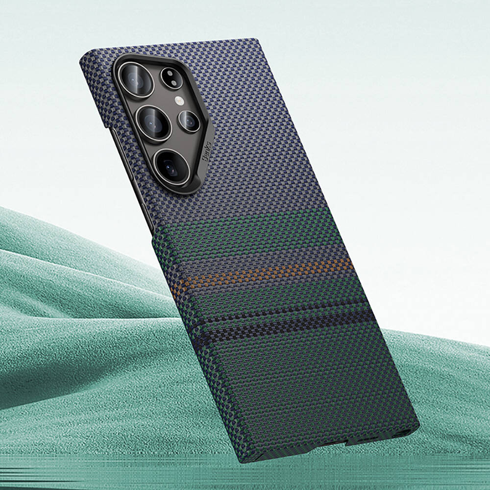 Benks Aurora ArmorAir Galaxy S24 Ultra M-safe Şarj Özellikli Karbon Fiber Tasarımlı Kevlar Kılıf