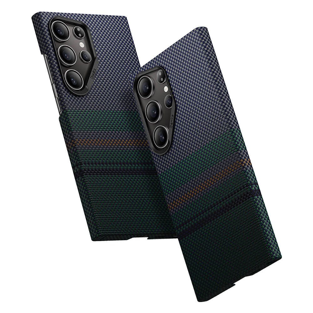 Benks Aurora ArmorAir Galaxy S24 Ultra M-safe Şarj Özellikli Karbon Fiber Tasarımlı Kevlar Kılıf