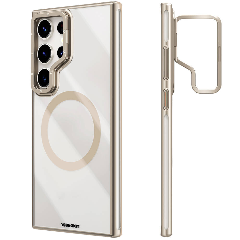 Youngkit Crystal Grid Galaxy S24 Ultra Magsafe Şarj Özellikli Sararma Önleyici Telefon Kılıfı - 1