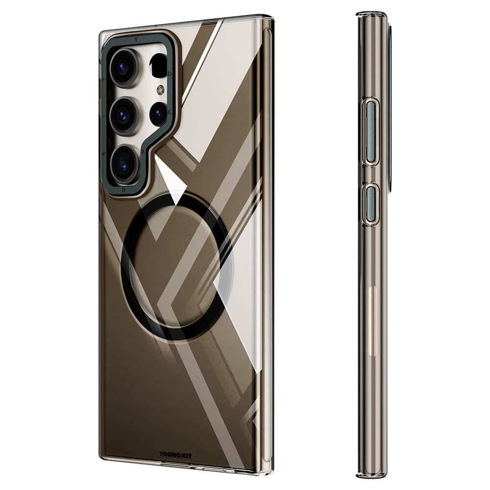 Youngkit Clear Crystal Serisi Galaxy S24 Ultra M-safe Şarj Özellikli Sararmaya Karşı Dayanıklı Kılıf
