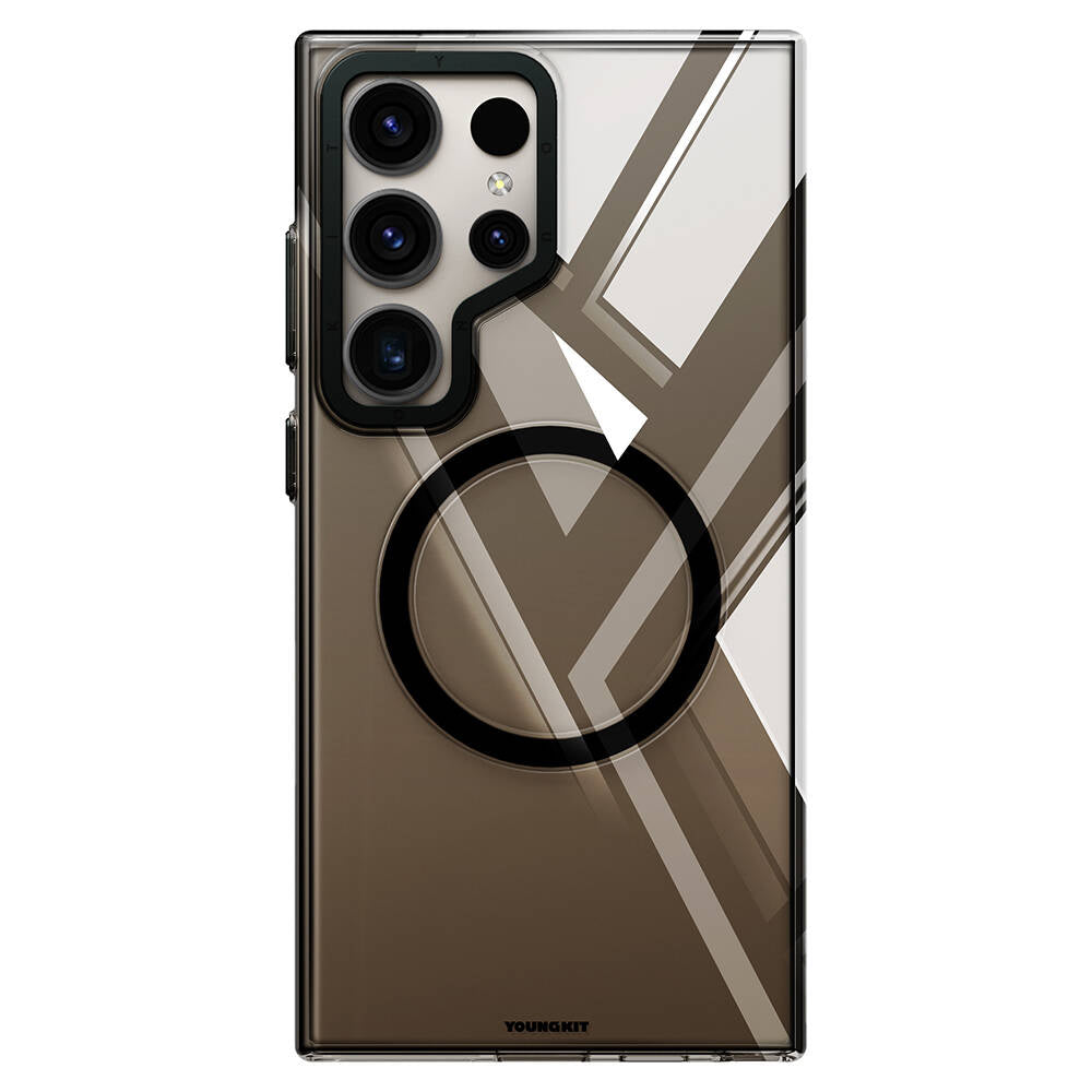 Youngkit Clear Crystal Serisi Galaxy S24 Ultra M-safe Şarj Özellikli Sararmaya Karşı Dayanıklı Kılıf